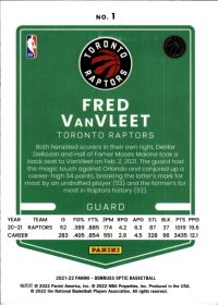 Fred VanVleet - Panini Donruss Optic Base Set 2021-22, Nr. 1