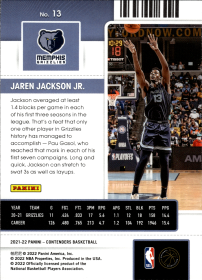 Jaren Jackson Jr. - Panini Contenders Season Ticket 2021-22, Nr. 13