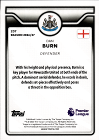 Dan Burn - Topps Flagship Premier League Base Set 2026-27, Nr. 207