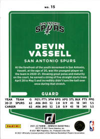 Devin Vassell - Panini Donruss Base Set 2021-22, Nr. 15