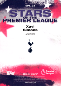 Xavi Simons - Topps Flagship Premier League Stars of the Premier League 2026-27, Nr. SPL 23 – Insert