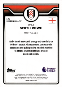 Emile Smith Rowe - Topps Flagship Premier League Base Set 2026-27, Nr. 142