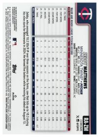 Zebby Matthews - Topps Chrome Rookie Autographs 2025, Nr. RA-ZM – Rookie Card, Autogramm