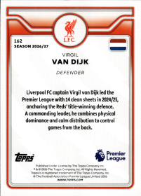 Virgil van Dijk - Topps Flagship Premier League Base Set 2026-27, Nr. 162