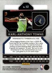 Karl-Anthony Towns - Panini Prizm Base Set 2021-22, Nr. 157