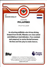 Antoni Milambo - Topps Flagship Premier League Base Set 2026-27, Nr. 67