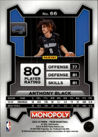 Anthony Black - Panini Prizm Monopoly Base Set 2023-24, Nr. 66 – Rookie Card