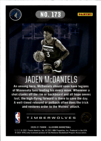 Jaden McDaniels - Panini Illusions Base Set 2020-21, Nr. 173 – Rookie Card