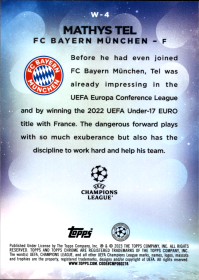Mathys Tel - Topps Chrome UEFA Club Competitions Wonderkids 2022-23, Nr. W-4