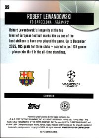 Robert Lewandowski - Topps Finest UEFA Club Competitions Base Set 2025-26, Nr. 99