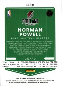 Norman Powell - Panini Donruss Optic Base Set 2021-22, Nr. 121