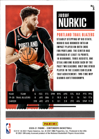 Jusuf Nurkić - Panini Contenders Season Ticket 2020-21, Nr. 3