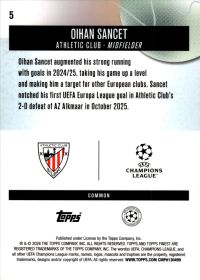 Oihan Sancet - Topps Finest UEFA Club Competitions Base Set 2025-26, Nr. 5