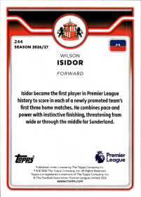 Wilson Isidor - Topps Flagship Premier League Base Set 2026-27, Nr. 244