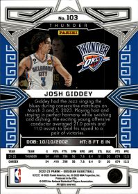 Josh Giddey - Panini Obsidian Base Set 2022-23, Nr. 103