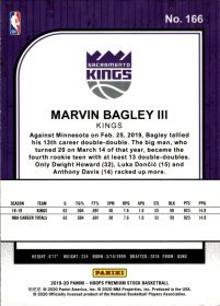 Marvin Bagley III - Panini Hoops Premium Stock Base Set 2019-20, Nr. 166