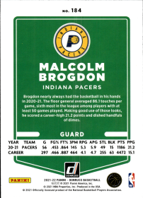 Malcolm Brogdon - Panini Donruss Base Set 2021-22, Nr. 184