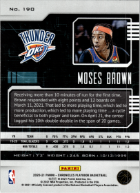 Moses Brown - Panini Chronicles Playbook 2020-21, Nr. 190