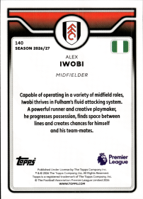 Alex Iwobi - Topps Flagship Premier League Base Set 2026-27, Nr. 140