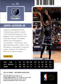 Jaren Jackson Jr. - Panini Contenders Season Ticket 2021-22, Nr. 13