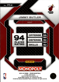 Jimmy Butler - Panini Prizm Monopoly Prizm Skills 2023-24, Nr. PS4 – Insert