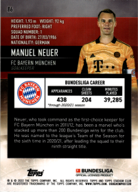 Manuel Neuer - Topps Stadium Club Chrome Bundesliga Base Set 2021-22, Nr. 86