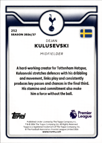 Dejan Kulusevski - Topps Flagship Premier League Base Set 2026-27, Nr. 252