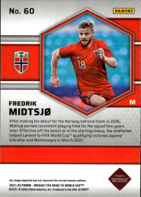 Fredrik Midtsjø - Panini Mosaic FIFA Road to World Cup Base Set 2021-22, Nr. 60 – Rookie Card