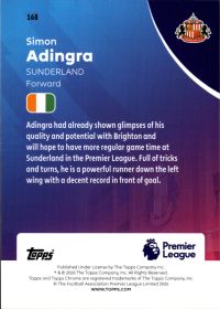 Simon Adingra - Topps Chrome Premier League Base Set 2025-26, Nr. 168 – RayWave Refractor