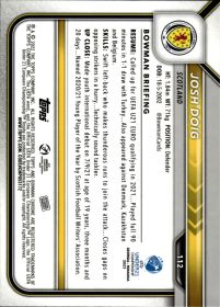Josh Doig - Topps Bowman Chrome UEFA U21 EURO Base Set 2023, Nr. 112