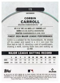 Corbin Carroll - Topps Finest Base Set 2025, Nr. 173 – Nummeriert, Purple Checkerboard Refractor