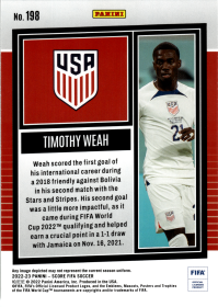 Timothy Weah - Panini Score FIFA Base Set 2022-23, Nr. 198