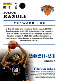 Julius Randle - Panini Chronicles Base Set 2020-21, Nr. 12