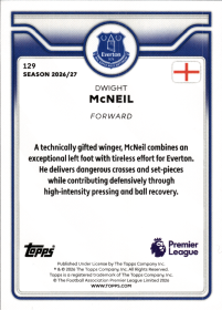 Dwight McNeil - Topps Flagship Premier League Base Set 2026-27, Nr. 129