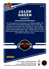 Jalen Green - Panini Donruss The Rookies 2021-22, Nr. 2