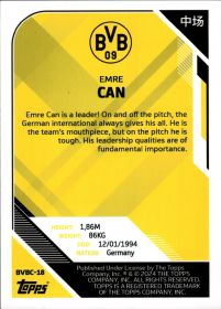 Emre Can - Topps Borussia Dortmund Team Set China Edition Base Set 2023-24, Nr. BVBC-18