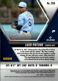Luis Patino - Panini Mosaic Base Set 2021, Nr. 259 – Rookie Card