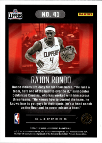 Rajon Rondo - Panini Illusions Base Set 2020-21, Nr. 41 – Trophy Collection Orange