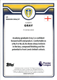 Harry Gray - Topps Flagship Premier League Future Stars 2026-27, Nr. 13
