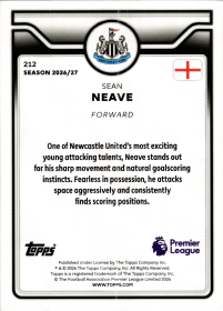 Sean Neave - Topps Flagship Premier League Base Set 2026-27, Nr. 212 – Rookie Card