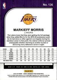 Markieff Morris - Panini Hoops Premium Stock Base Set 2019-20, Nr. 136