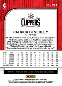 Patrick Beverley - Panini Hoops Premium Stock Base Set 2019-20, Nr. 271