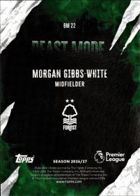 Morgan Gibbs-White - Topps Flagship Premier League Beast Mode 2026-27, Nr. BM 22 – Insert