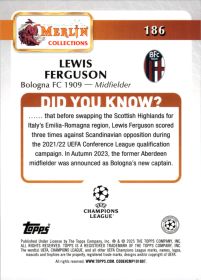 Lewis Ferguson - Topps Merlin Chrome UEFA Club Competitions Base Set 2024-25, Nr. 186