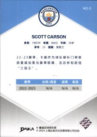 Scott Carson - DAKA Manchester City Set Holocene 2023-24, Nr. NO-3