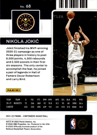 Nikola Jokić - Panini Contenders Game Ticket 2021-22, Nr. 68