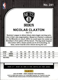 Nicolas Claxton - Panini Hoops Premium Stock Base Set 2019-20, Nr. 241 – Rookie Card