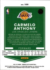 Carmelo Anthony - Panini Donruss Optic Base Set 2021-22, Nr. 109