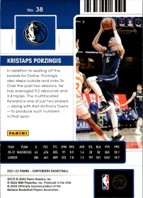 Kristaps Porzingis - Panini Contenders Season Ticket 2021-22, Nr. 38