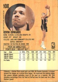 Kevin Edwards - Fleer Base Set 1991-92, Nr. 108